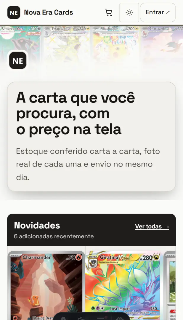 Moderno: cartão de destaque sobre foto desfocada, trilho Novidades em tiles claros